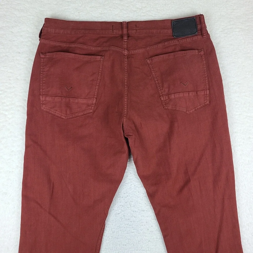 Hudson Los Angeles Jeans Mens 36x34 Brick Red Wash Blake Slim Straight
